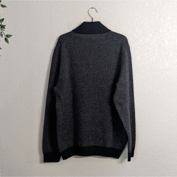 Pronto Uomo Men's 100% Wool Pullover Black Sweater Mock-Neck Quarter-Zip XXL - Picture 2 of 8